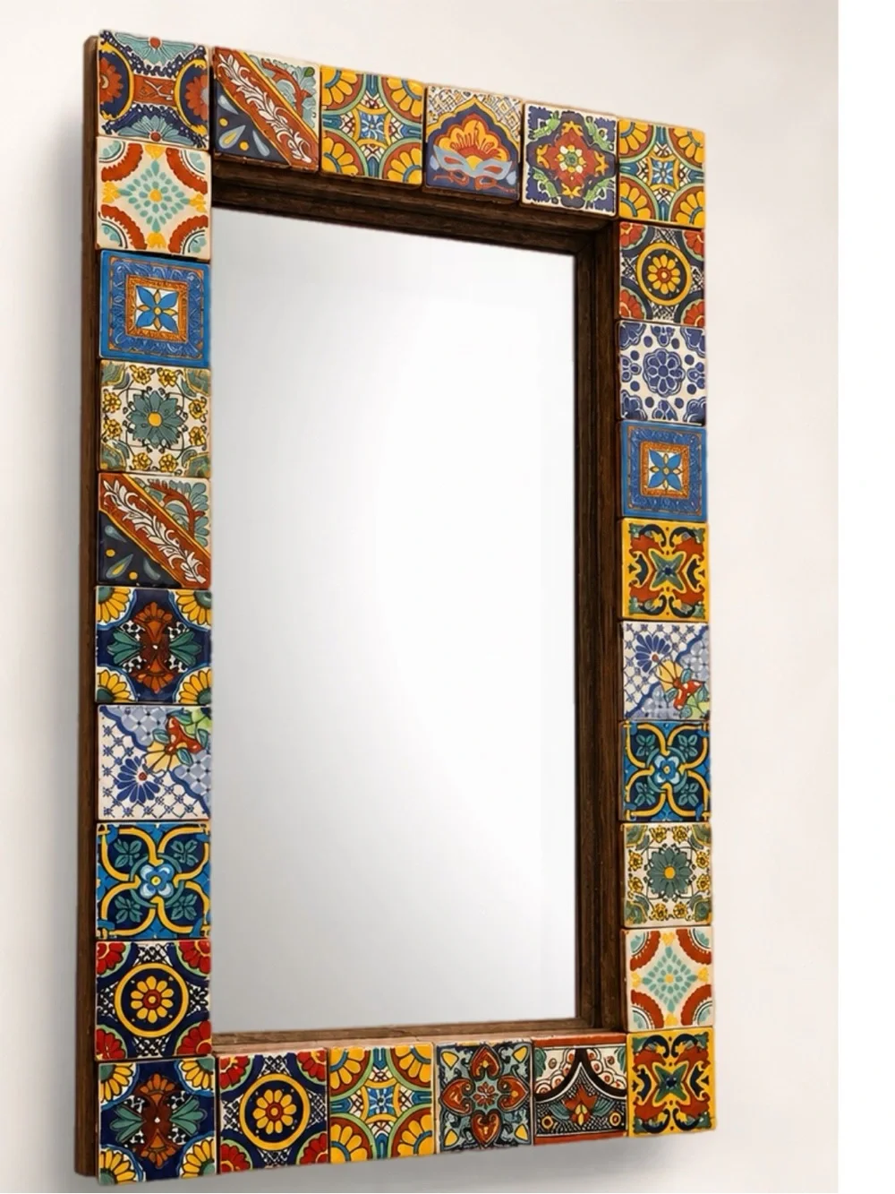 Mexican hand-painted mosaic Talavera tile mirror